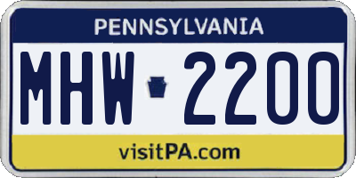 PA license plate MHW2200