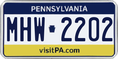 PA license plate MHW2202