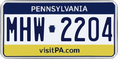 PA license plate MHW2204