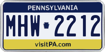 PA license plate MHW2212