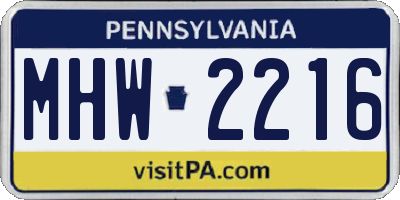 PA license plate MHW2216