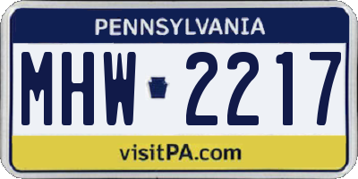 PA license plate MHW2217