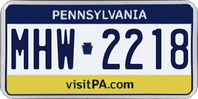 PA license plate MHW2218