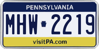 PA license plate MHW2219