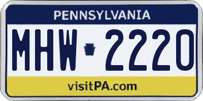PA license plate MHW2220