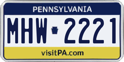 PA license plate MHW2221