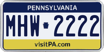 PA license plate MHW2222