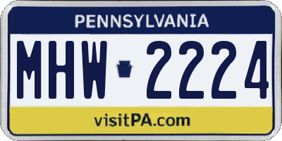 PA license plate MHW2224