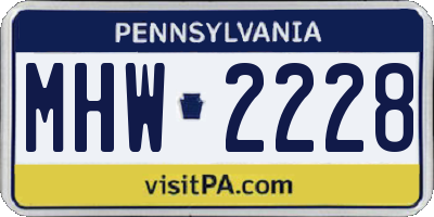 PA license plate MHW2228