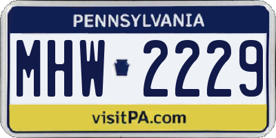 PA license plate MHW2229