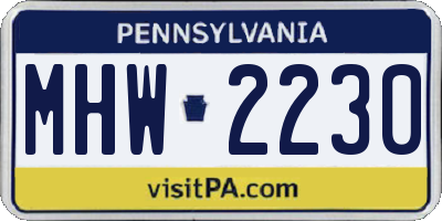PA license plate MHW2230
