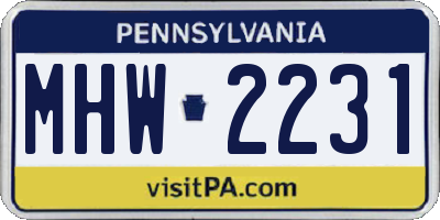 PA license plate MHW2231