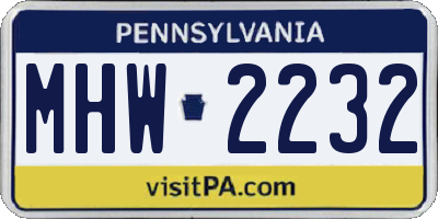 PA license plate MHW2232