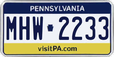 PA license plate MHW2233
