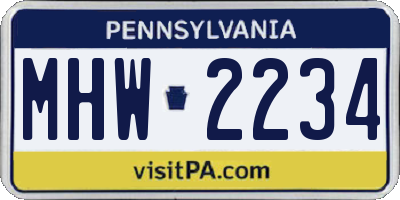 PA license plate MHW2234