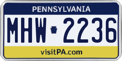 PA license plate MHW2236