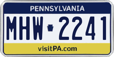 PA license plate MHW2241