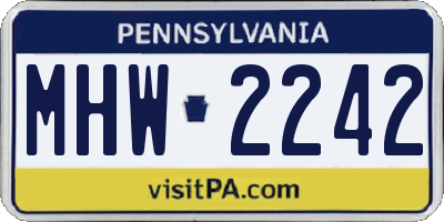 PA license plate MHW2242