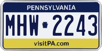 PA license plate MHW2243