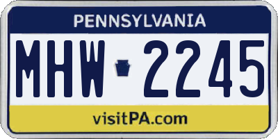 PA license plate MHW2245