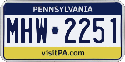 PA license plate MHW2251