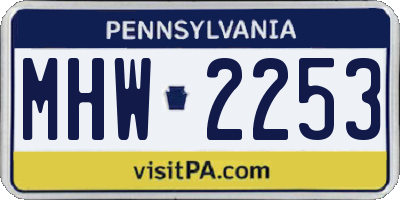 PA license plate MHW2253