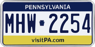 PA license plate MHW2254