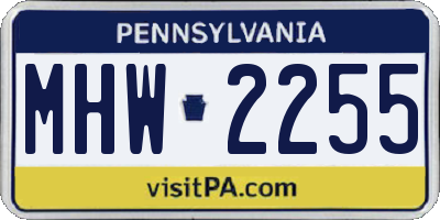 PA license plate MHW2255