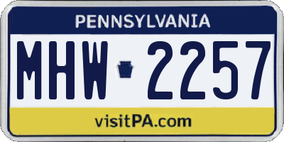PA license plate MHW2257