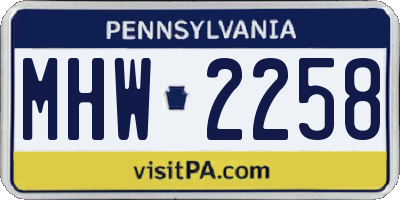 PA license plate MHW2258