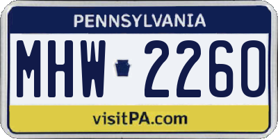 PA license plate MHW2260