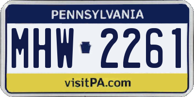 PA license plate MHW2261