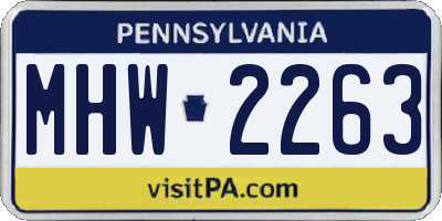 PA license plate MHW2263