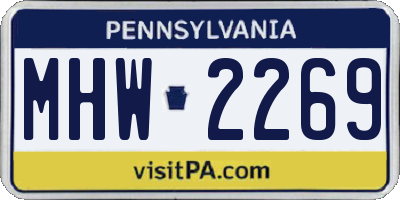 PA license plate MHW2269