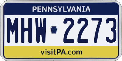 PA license plate MHW2273