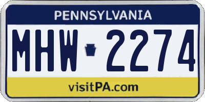PA license plate MHW2274