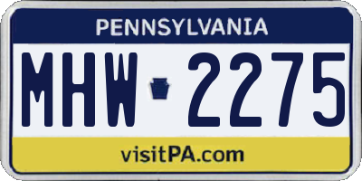 PA license plate MHW2275