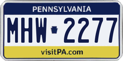 PA license plate MHW2277