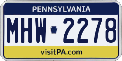 PA license plate MHW2278