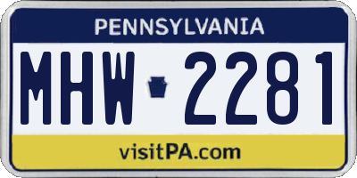 PA license plate MHW2281