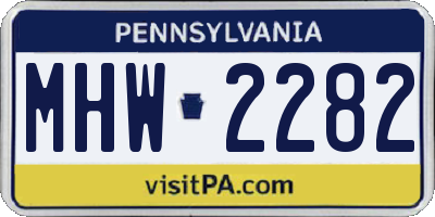 PA license plate MHW2282
