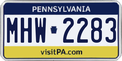 PA license plate MHW2283