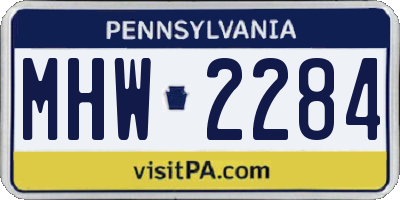 PA license plate MHW2284