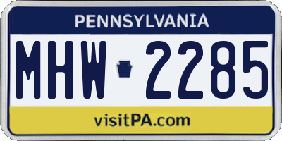 PA license plate MHW2285