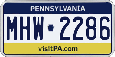 PA license plate MHW2286