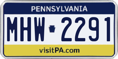 PA license plate MHW2291