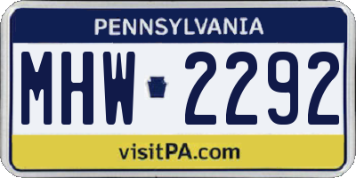 PA license plate MHW2292