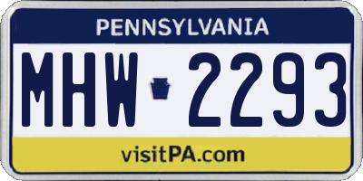 PA license plate MHW2293
