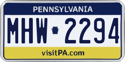 PA license plate MHW2294