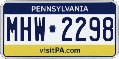 PA license plate MHW2298